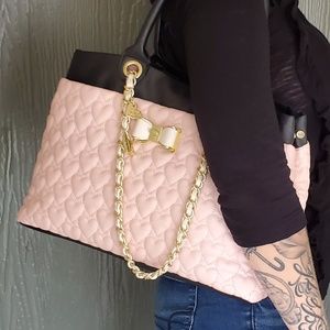 Betsey Johnson Quilted Hearts Blush Handbag Kawaii